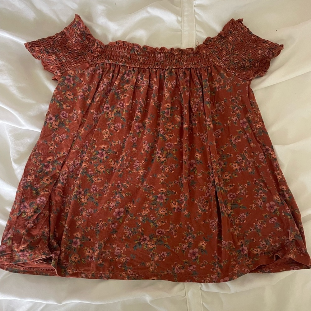 off the shoulder rustic fall blouse